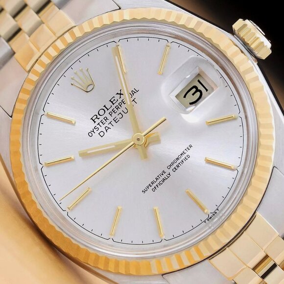 ROLEX 18K MEN'S GOLD SILVER TWO TONE WATCH - Picture 1 of 7